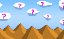 Purple question marks within white clouds above a mountain range in the blue sky. These question marks signify what goes into creating a fantasy social hierarchy.
