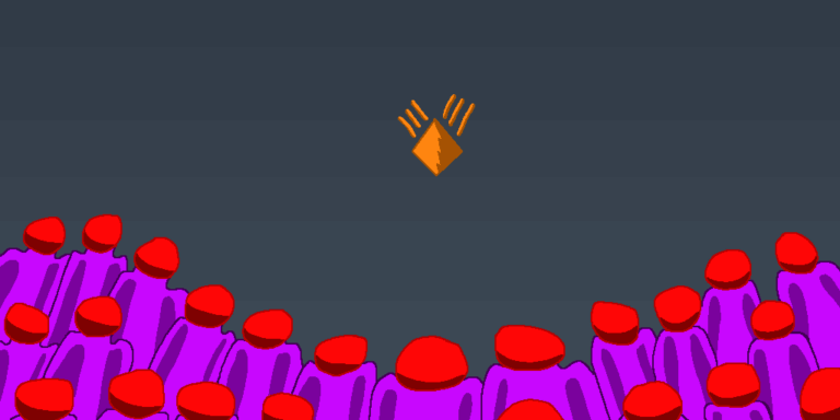 This group of red-headed people with purple robes depicts a magic cult. This cult of magic is worshipping a yellow-orange diamond-like object floating in midair amid a gray-black background.