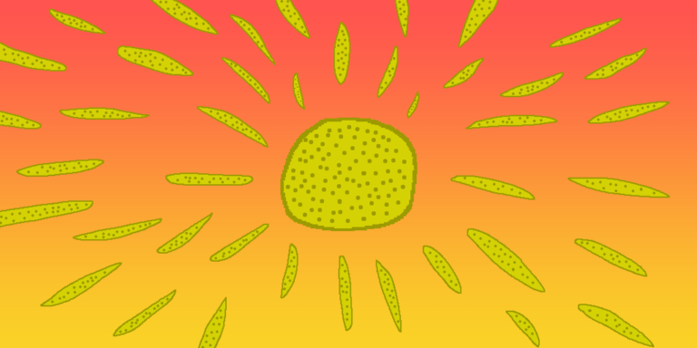 A golden circle with small dark yellow circles inside. It is surrounded by many oval-shaped golden objects with small dark yellow circles. They all point to it. They all are in front of a light yellow-orange gradient background. This showcases how mistakes using time travel can cause a number of problems for the story and the characters.