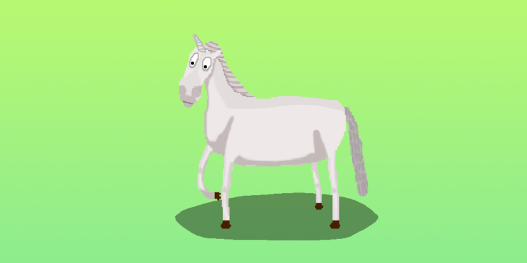Fantasy Unicorn » Viernor » Viernor A white fantasy unicorn with a slighty gray horn in front of a gradient green background.